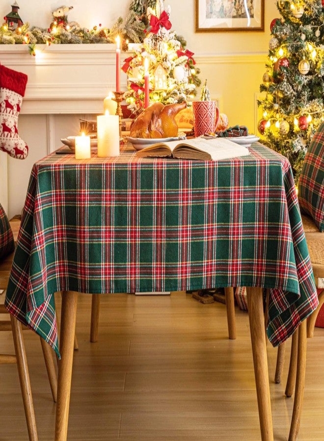 AQOTHES Red Green Plaid Christmas Tablecloth 60x84, Tartan Table Cloth Decorations, Winter Holiday Tablecloths for Rectangle Tables Parties Dining Farmhouse Kitchen Decor - Image 1